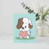 Cartoon Puppyl Met Een Hart Briefkaart (Staand voorkant)