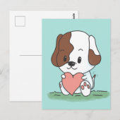 Cartoon Puppyl Met Een Hart Briefkaart (Voorkant / Achterkant)