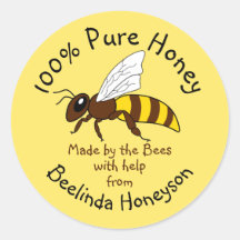 Cartoon Pure Honey Jar Label Stickers