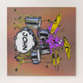 Cartoon Puzzle: Muziek Octopus Cust. Tekst Legpuzzel (Horizontaal)