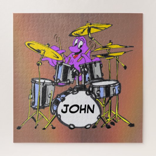 Cartoon Puzzle: Muziek Octopus Cust. Tekst Legpuzzel (Verticaal)