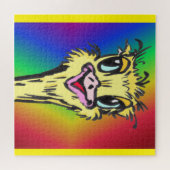 Cartoon Puzzle: Stomme regenboog Ostrich Legpuzzel (Horizontaal)