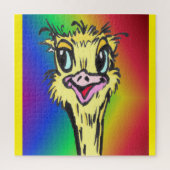 Cartoon Puzzle: Stomme regenboog Ostrich Legpuzzel (Verticaal)
