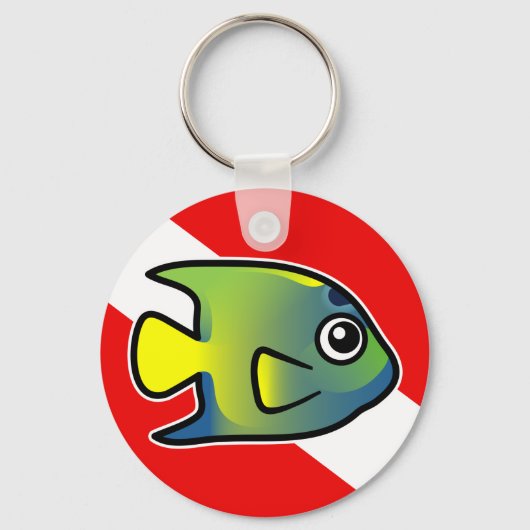 Cartoon Queen Angelfish Duikvlag Sleutelhanger (Voorkant)