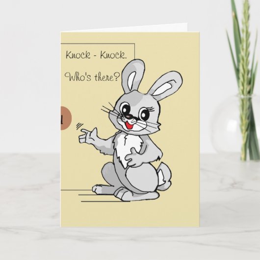 Cartoon Rabbit Knock-Knock Joke Wenskaart Kaart (Voorkant)