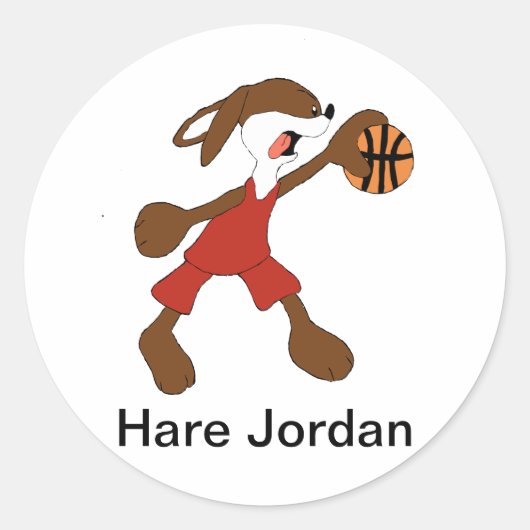 Cartoon Rabbit Michael Jordan Fan Ronde Sticker (Voorkant)