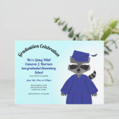 Cartoon Raccoon Blue Pet Gown Kind Afstuderen Kaart (Staand voorkant)
