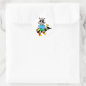 Cartoon Raccoon Ronde Sticker (Tas)