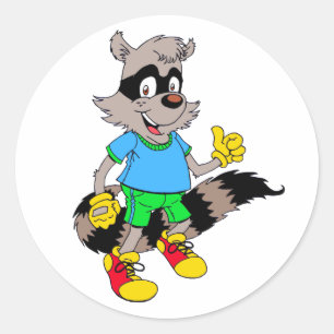 Cartoon Raccoon Ronde Sticker