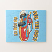 Cartoon Race Car: Feel the Fast! Go for It! Legpuzzel (Horizontaal)