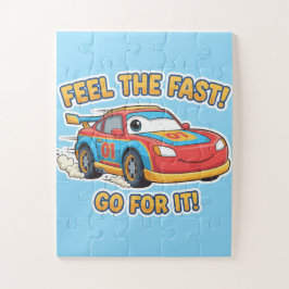 Cartoon Race Car: Feel the Fast! Go for It! Legpuzzel