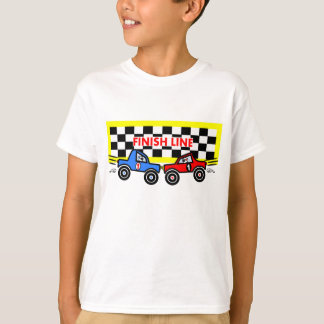 Cartoon Race Cars op Finish Line T-shirt