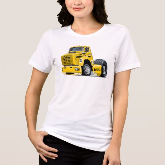 Cartoon race-vrachtwagen Tri-Blend shirt (Voorkant)