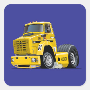 Cartoon race-vrachtwagen vierkante sticker