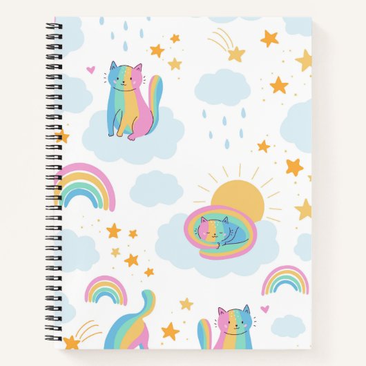 Cartoon Rainbow Cats Notitieboek (Voorkant)