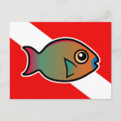 Cartoon Rainbow Parrotfish Duikvlag Briefkaart (Voorkant)