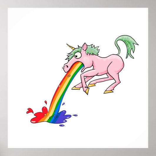 Cartoon Rainbow Unicorn Poster (Voorkant)