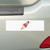 Cartoon raketruimtevaartuig bumpersticker (Op auto)
