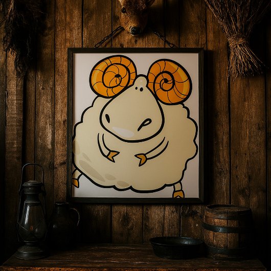 Cartoon Ram Sheep Poster