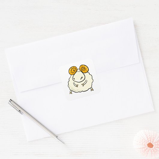 Cartoon Ram Sheep Vierkante Sticker