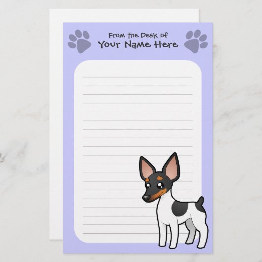 Cartoon Rat Terrier/Speelgoed Fox Terrier Briefpapier (Voorkant / Achterkant)