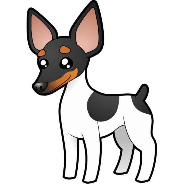 Cartoon Rat Terrier/Speelgoed Fox Terrier Fotobeeldje Magneet (Voorkant)