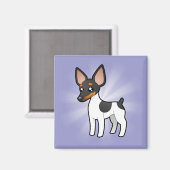 Cartoon Rat Terrier/Speelgoed Fox Terrier Magneet (Voorkant / Achterkant)