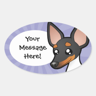 Cartoon Rat Terrier/Speelgoed Fox Terrier Ovale Sticker