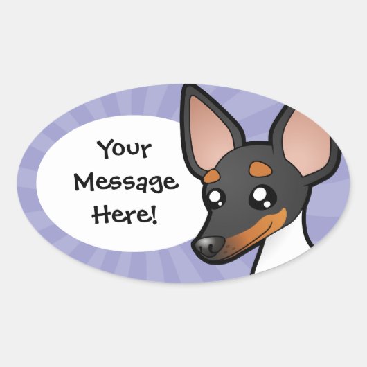 Cartoon Rat Terrier/Speelgoed Fox Terrier Ovale Sticker (Voorkant)