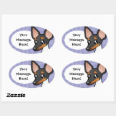Cartoon Rat Terrier/Speelgoed Fox Terrier Ovale Sticker (Vel)