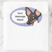 Cartoon Rat Terrier/Speelgoed Fox Terrier Ovale Sticker (Tas)