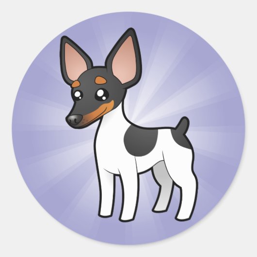 Cartoon Rat Terrier/Speelgoed Fox Terrier Ronde Sticker (Voorkant)