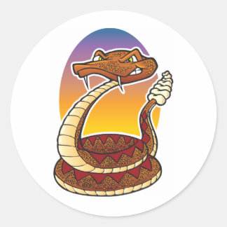 Cartoon Rattlesnake Ronde Sticker