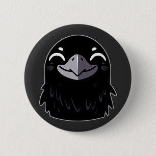 Cartoon Raven - Glimlachen Ronde Button 5,7 Cm