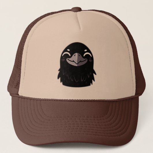 Cartoon Raven - Glimlachen Trucker Pet (Voorkant)