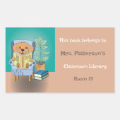 Cartoon Reading Dog Classroom Library Sticker (Voorkant)