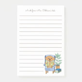 Cartoon Reading Dog Librarian Post-It Notes (Voorkant)