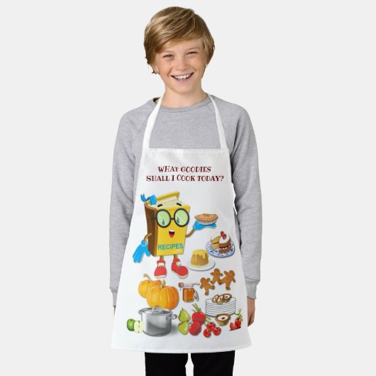 Cartoon Recipe Book Schort (Gedragen)