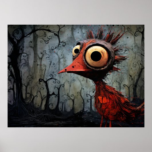 Cartoon red bird poster (Voorkant)