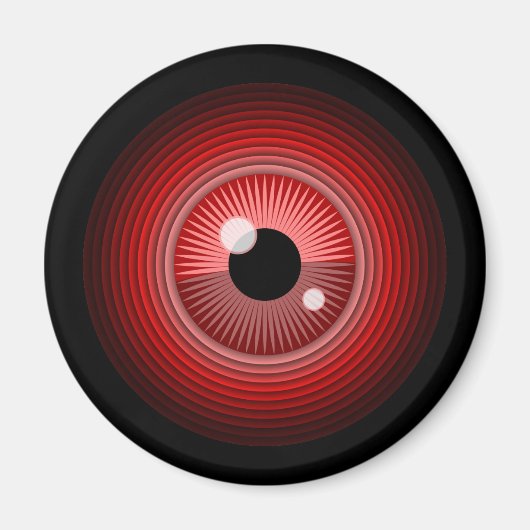Cartoon Red Black Evil Devil Eye Vector Art Magneet (Voorkant)