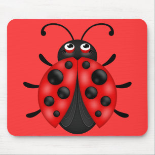 Cartoon Red Black Ladybug Mousemat Muismat