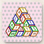 Cartoon Red Blue Yellow Green Speelgoed Blokken Ar Bier Onderzetter (Voorkant)