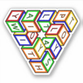 Cartoon Red Blue Yellow Green Speelgoed Blokken Ar Sticker (Voorkant)