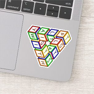 Cartoon Red Blue Yellow Green Speelgoed Blokken Ar Sticker