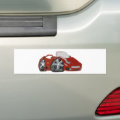 Cartoon Red Car Art Bumpersticker (Op auto)