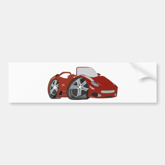 Cartoon Red Car Art Bumpersticker (Voorkant)
