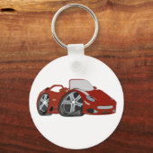 Cartoon Red Car Art Sleutelhanger (Voorkant)