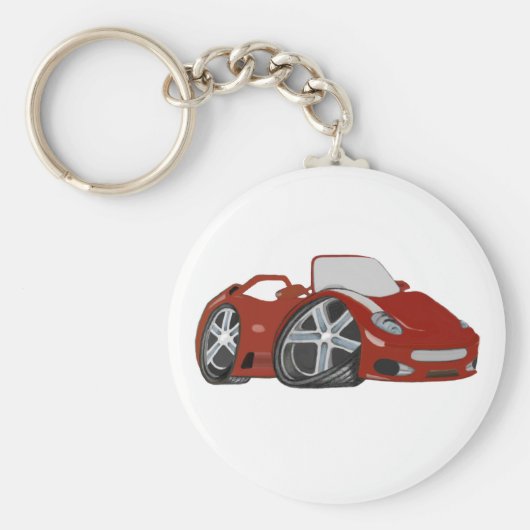 Cartoon Red Car Art Sleutelhanger (Voorkant)