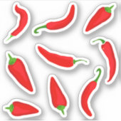 Cartoon Red Chili Peppers Sticker (Voorkant)
