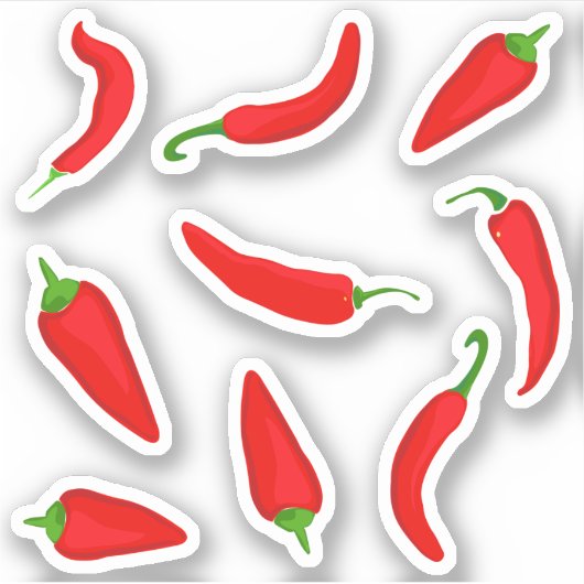 Cartoon Red Chili Peppers Sticker (Voorkant)